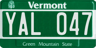 VT license plate YAL047