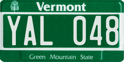 VT license plate YAL048