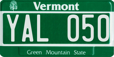 VT license plate YAL050
