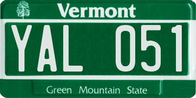 VT license plate YAL051