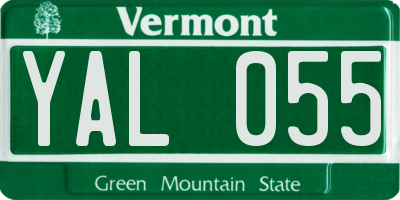 VT license plate YAL055