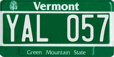 VT license plate YAL057