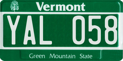 VT license plate YAL058