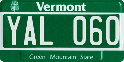 VT license plate YAL060