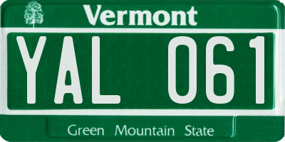 VT license plate YAL061