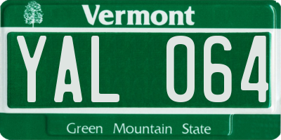 VT license plate YAL064