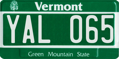VT license plate YAL065