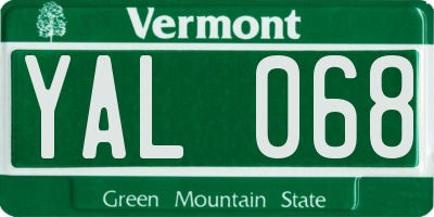 VT license plate YAL068