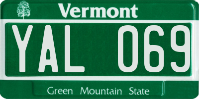 VT license plate YAL069