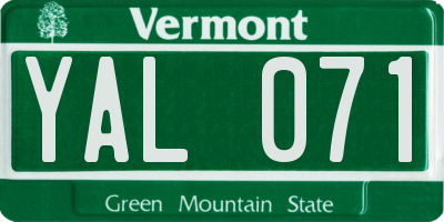 VT license plate YAL071
