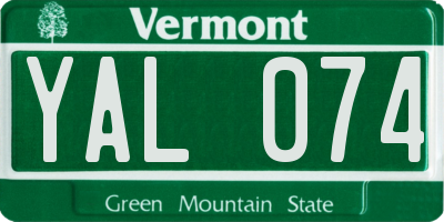 VT license plate YAL074