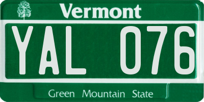 VT license plate YAL076
