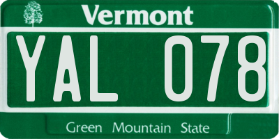 VT license plate YAL078
