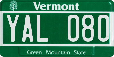 VT license plate YAL080