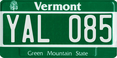 VT license plate YAL085