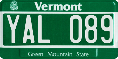 VT license plate YAL089