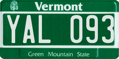 VT license plate YAL093