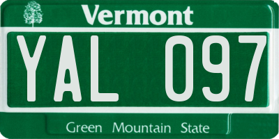 VT license plate YAL097