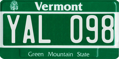 VT license plate YAL098