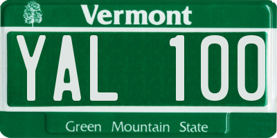 VT license plate YAL100