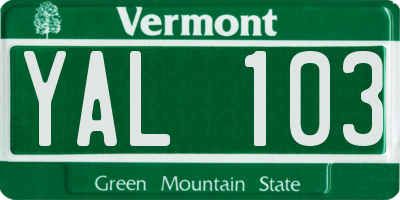 VT license plate YAL103