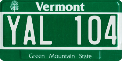VT license plate YAL104