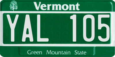 VT license plate YAL105