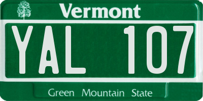 VT license plate YAL107
