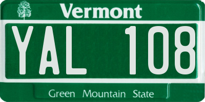 VT license plate YAL108