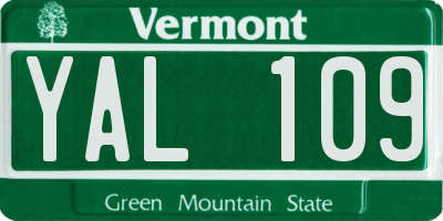 VT license plate YAL109