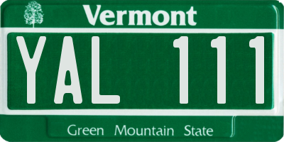 VT license plate YAL111