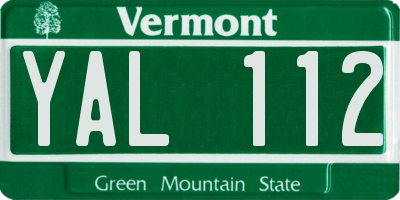 VT license plate YAL112
