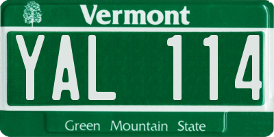 VT license plate YAL114