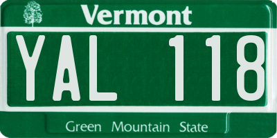 VT license plate YAL118