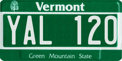 VT license plate YAL120