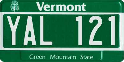 VT license plate YAL121