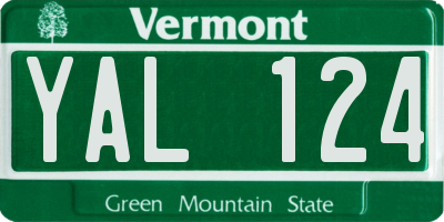 VT license plate YAL124