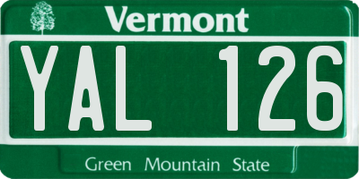 VT license plate YAL126