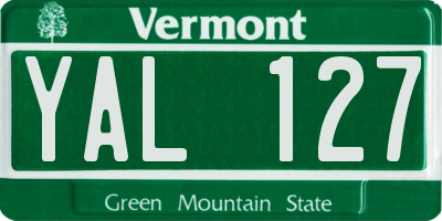 VT license plate YAL127