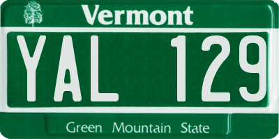 VT license plate YAL129