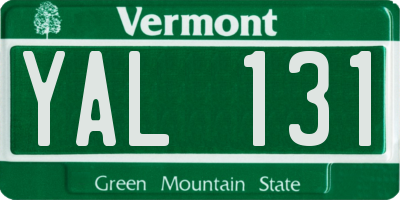 VT license plate YAL131