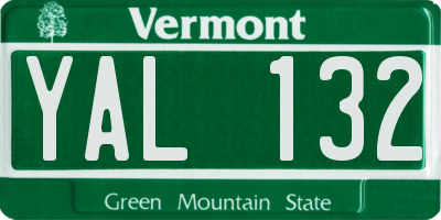 VT license plate YAL132