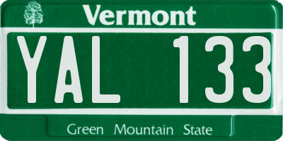VT license plate YAL133