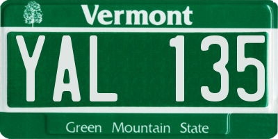 VT license plate YAL135