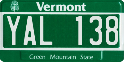 VT license plate YAL138