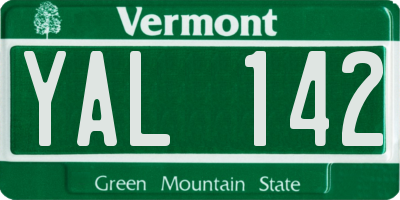 VT license plate YAL142