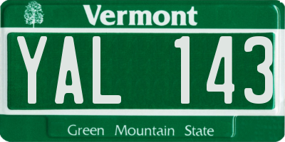 VT license plate YAL143