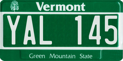 VT license plate YAL145