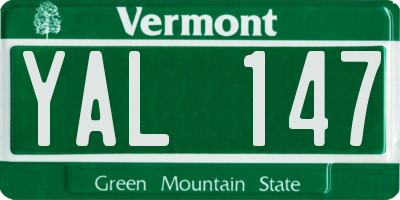 VT license plate YAL147