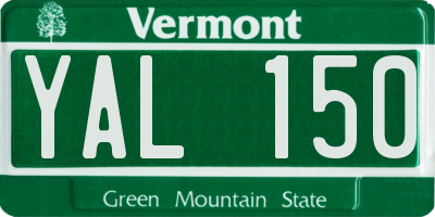 VT license plate YAL150